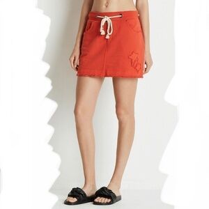 GREY STATE Women’s JEAN SKIRT Star Appliqués French Terry Pull On True Red Sz 4